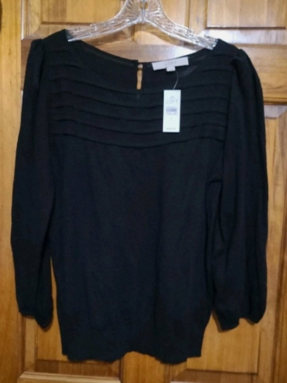 NWT Loft Top Pull-on Black with Three Quarter Sleeve Size Large